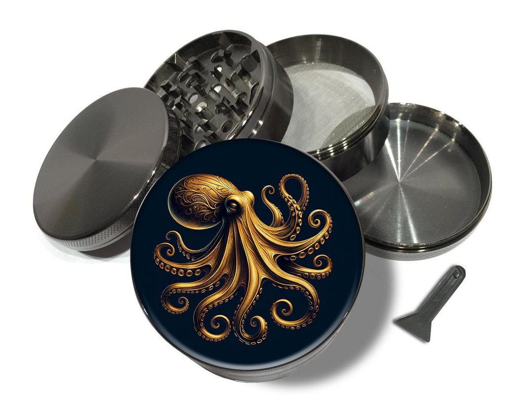 Vintage Golden Octopus Spice Grinder Grey Grinder