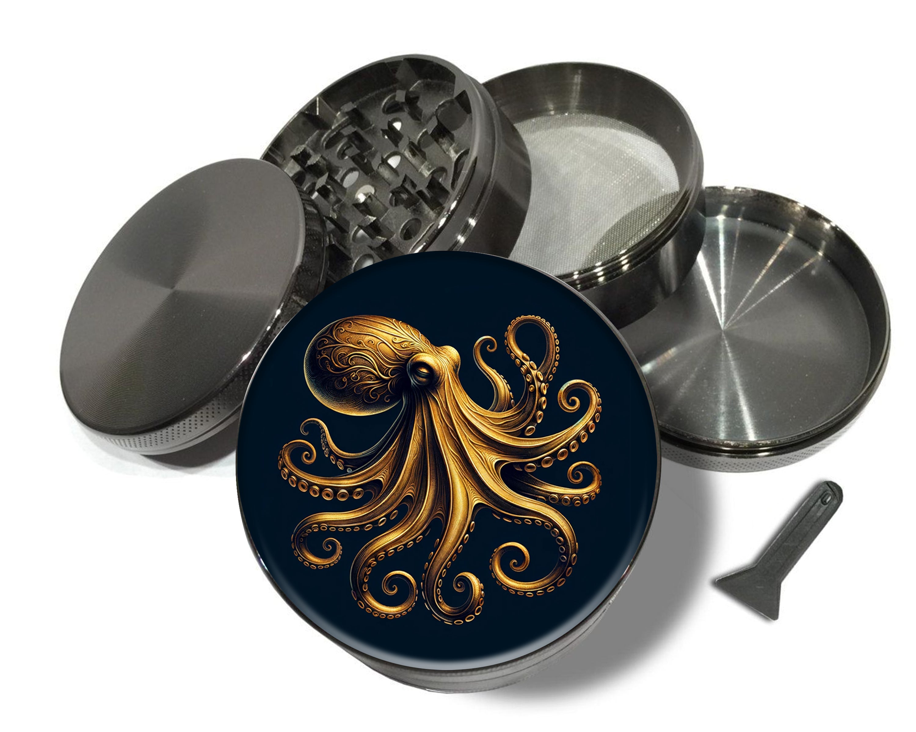 Vintage Golden Octopus Spice Grinder Grey Grinder