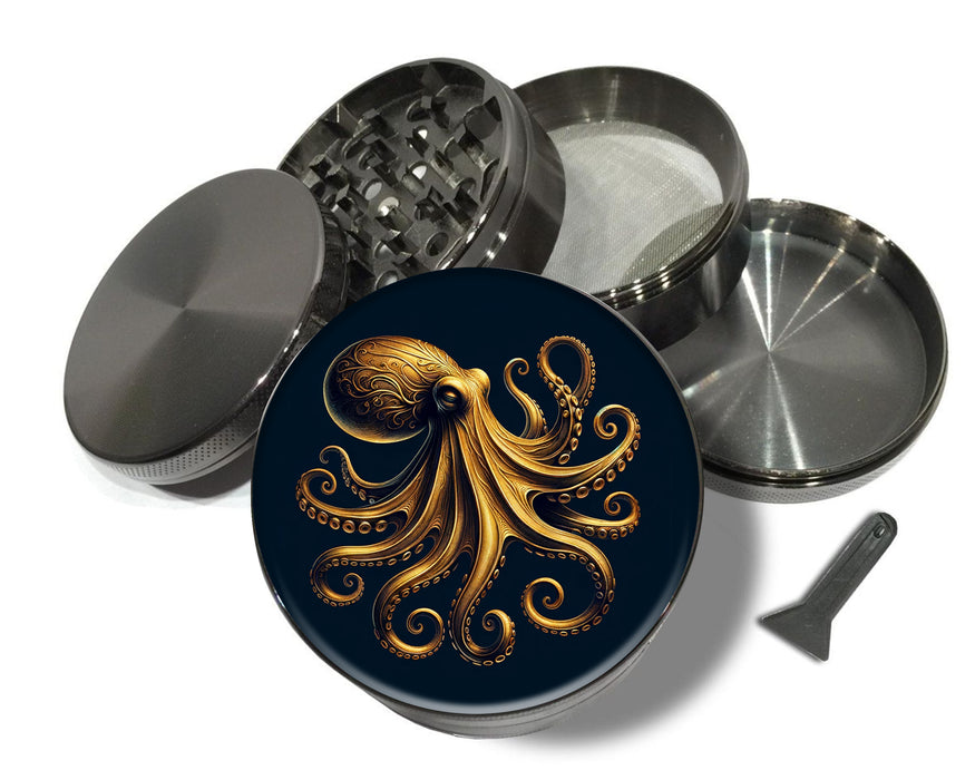 Vintage Golden Octopus Spice Grinder Grey Grinder