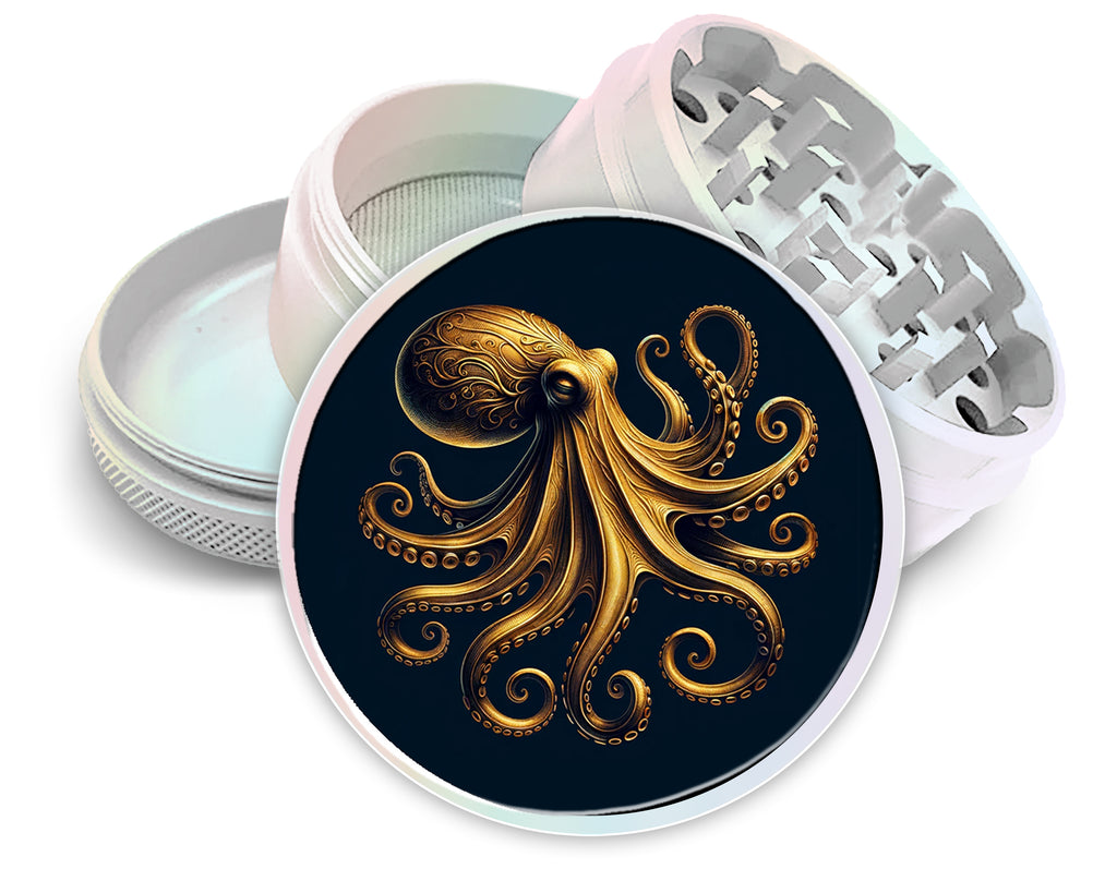 Vintage Golden Octopus Spice Grinder White Grinder