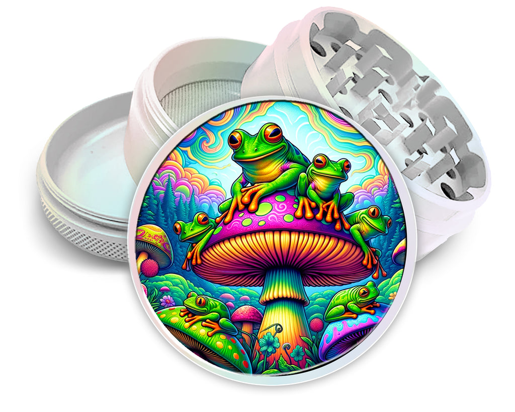 Trippy Mushroom Frog Spice Grinder White Grinder