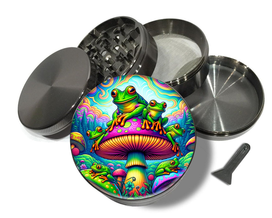 Trippy Mushroom Frog Spice Grinder Grey Grinder