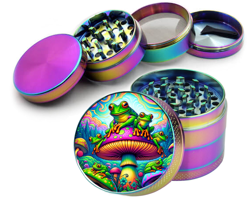 Trippy Mushroom Frog Spice Grinder Rainbow Grinder