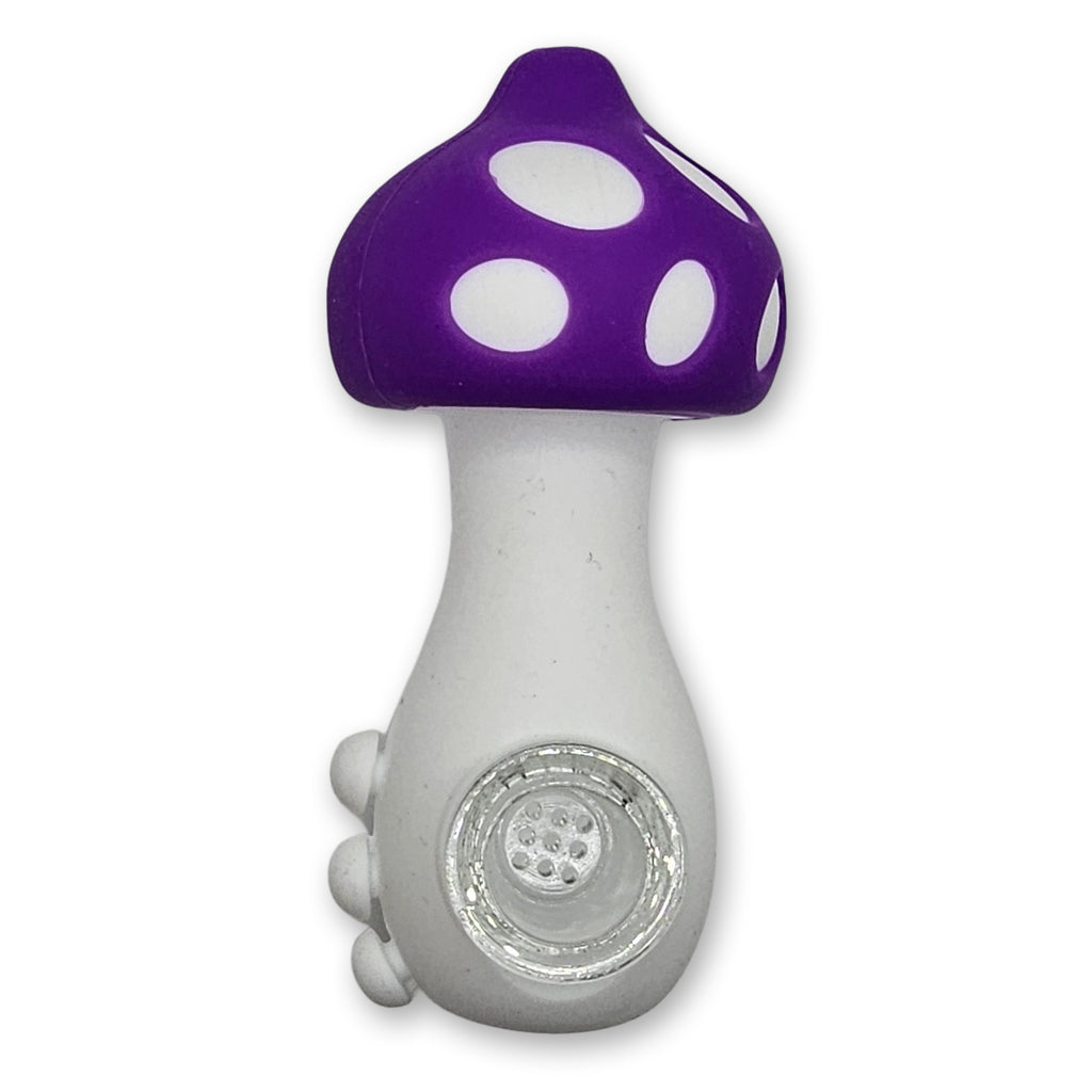 Colorful Mushroom Silicone Novelty Tube - 4.5" Collectible with Glass Insert and Ergonomic Grip
