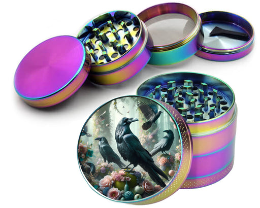 Psychedelic Ravens Goblincore Spice Grinder Rainbow Grinder