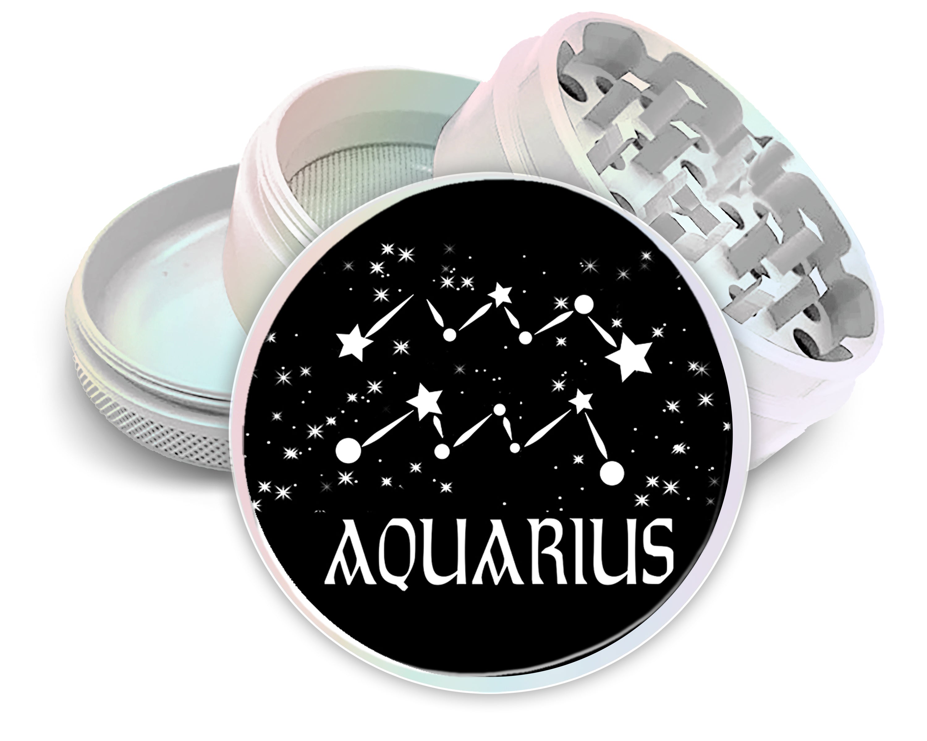 Aquarius, the Water Bearer Zodiac Birth Sign Spice Grinder White Grinder