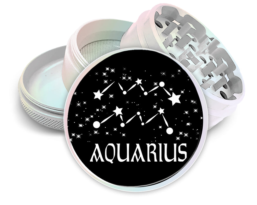 Aquarius, the Water Bearer Zodiac Birth Sign Spice Grinder White Grinder