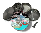 Japanese Style Traditional Landscape Sakura Spice Grinder Grey Grinder