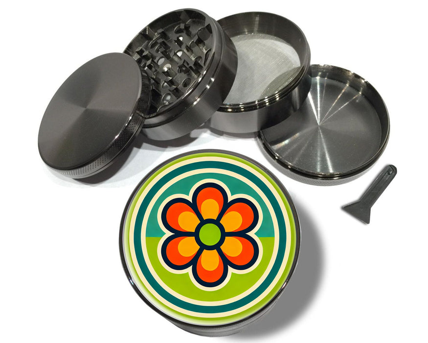 70’s Flower Power 60's Cute Peace Nostalgia, Extra Large 5 Piece Spice Tobacco Herb Grinder