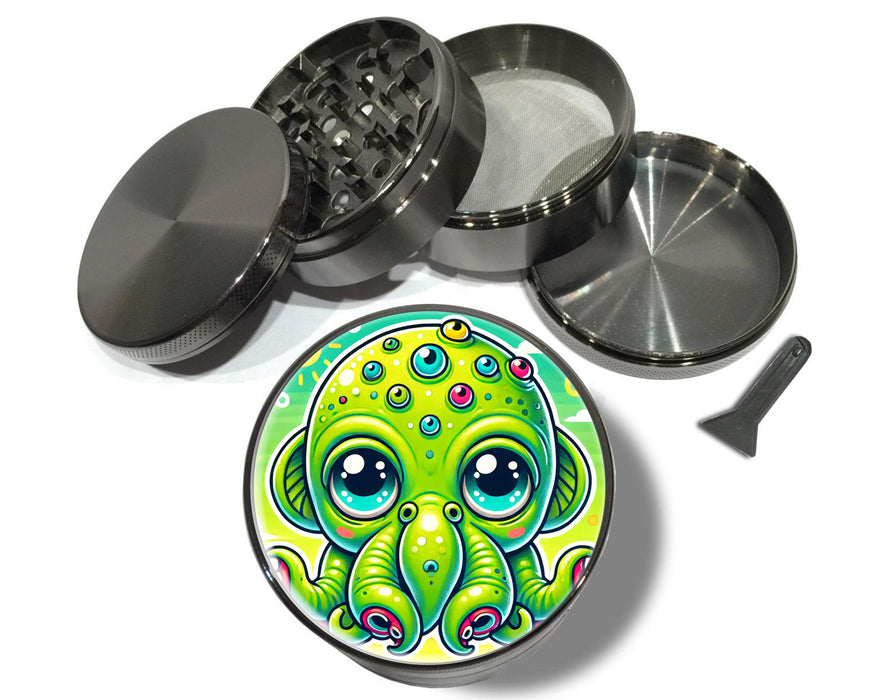 Herb Grinder, Cthulhu, Cute and Cartoonish, playful, Extra Large 5 Piece Spice Tobacco Herb Grinder