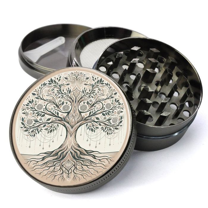 Tree of Life Herb Grinder, Symbolizing growth, balance, and connection, yogic philosophy, Extra Large 5 Piece Spice Herb Grinder