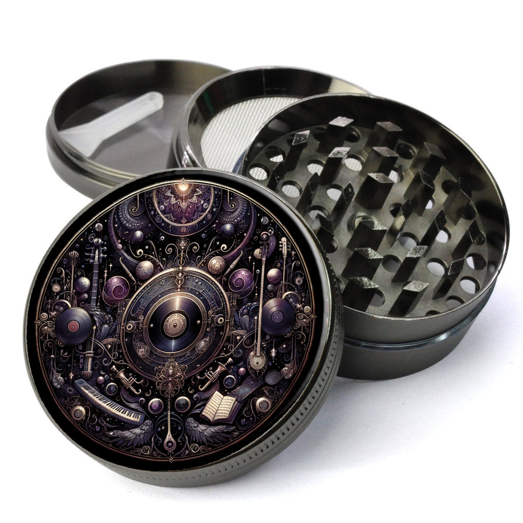Whimsigoth Musical Grinder, Steampunk Grinder, Vinyl Records Grinder, Extra Large 5 Piece Grinder, Herb Grinder With...