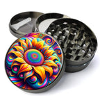 Psychedelic Sunflower, Trippy Sun Flower image, Girly Grinder, Large 5 Piece Herb Grinder, Gift Herb Grinder