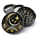 Art-Deco Style Crescent Moon and Stars, Girly Grinder, Large 5 Piece Herb Grinder, Gift Herb Grinder