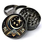 Art-Deco Style Crescent Moon and Stars, Girly Grinder, Large 5 Piece Herb Grinder, Gift Herb Grinder