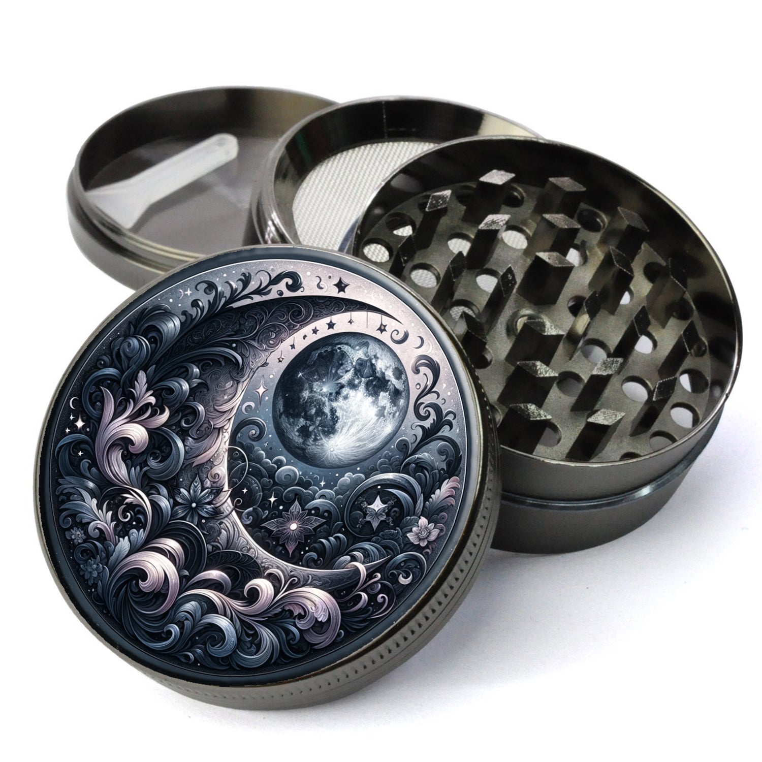 Whimsigoth Grinder, Crescent Moon Grinder, Gothic Grinder, Wiccan Herb Grinder, Steampunk Grinder, Futuristic Grinder,...