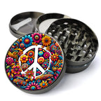 70's Hippie Grinder, Trippy Grinder, Hippy Grinder With Catcher, Peace Sign Grinder, Cute Herb Grinder, Extra Large 5...