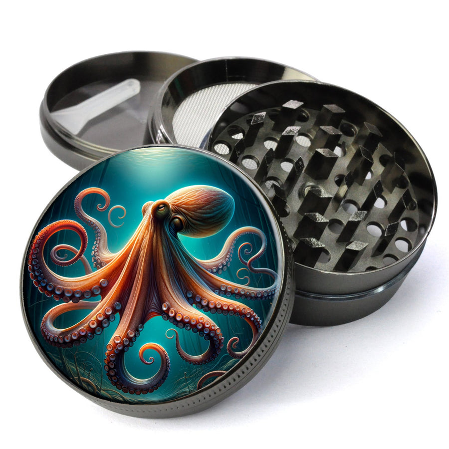 Octopus Grinder, Tentacles Spread Out, Extra Large 5 Piece Spice Herb Grinder