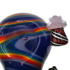 Glass Mushroom Art Piece - Hand-Blown Rainbow Swirl with 3D Glass Mushrooms, 5 Inch Collectible