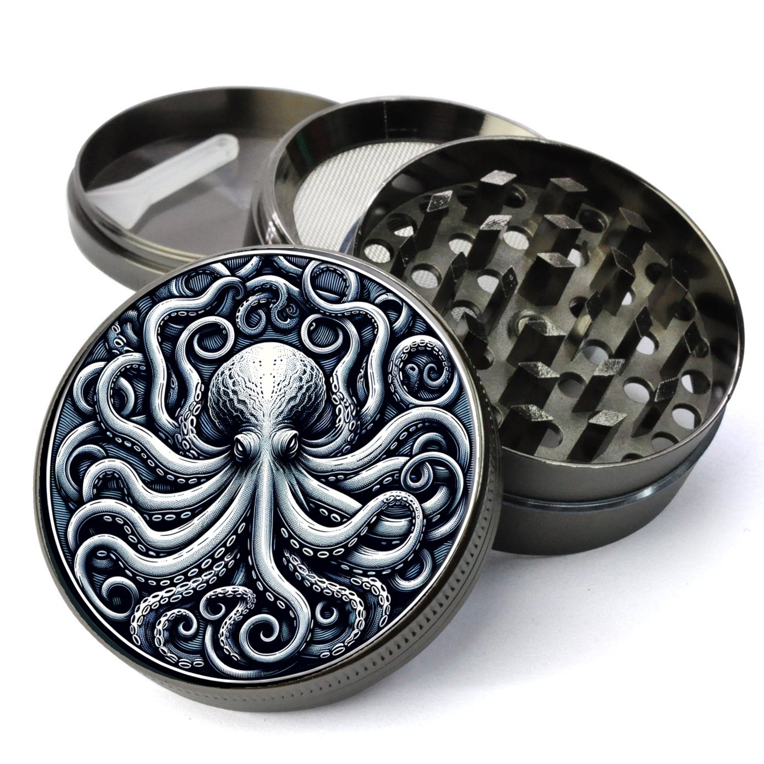 Octopus Grinder, Herb Grinder With Catcher, Kraken Grinder, Octopus Tentacles Grinders, Extra Large 5 Piece Grinder,...