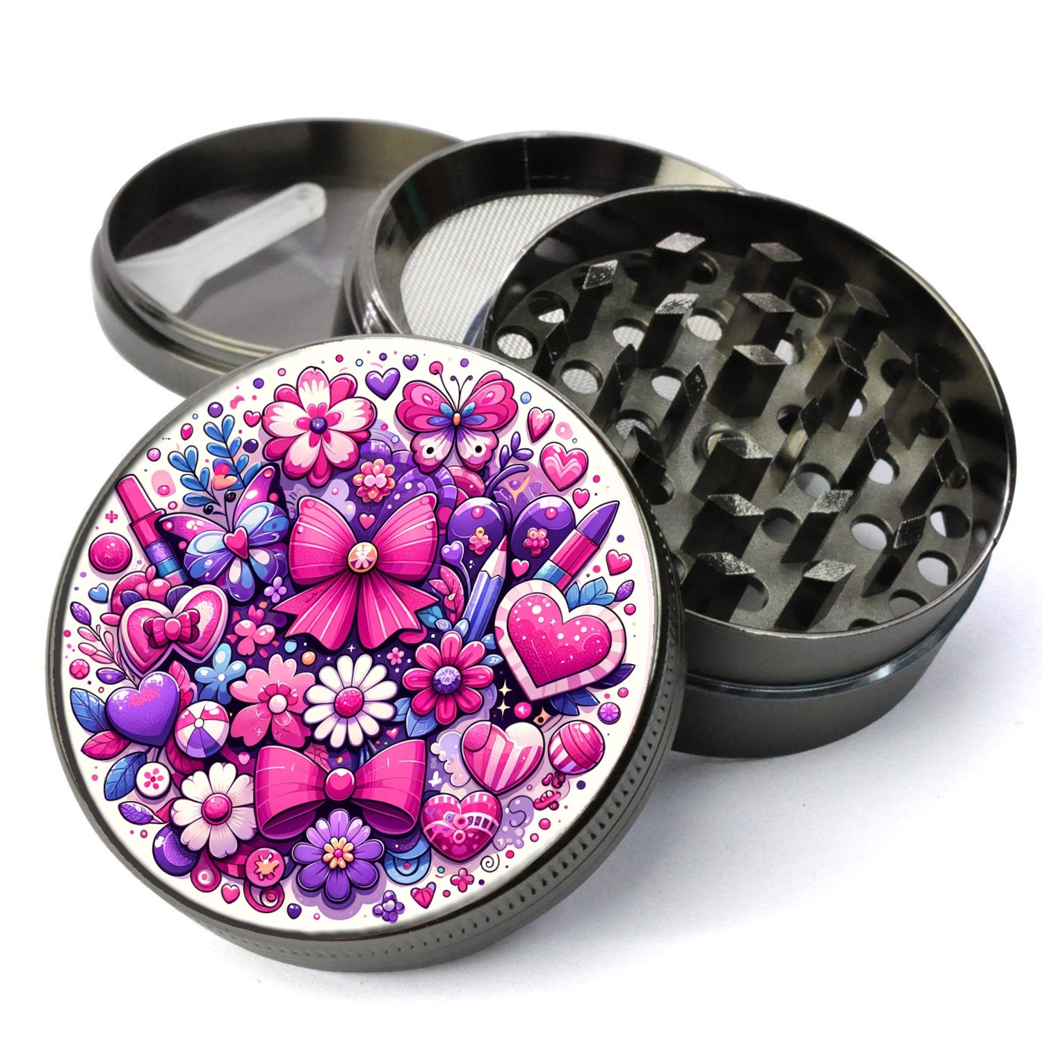 Girly Grinder, Cute Grinder, Gift For Her, Pink Grinder, Extra Large Grinder With Catcher, 5 Piece Herb Grinder, Spice...