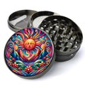 Trippy rising sun mountain flower design, Psychedelic Flowers, Extra Large 5 Piece Spice Herb Grinder