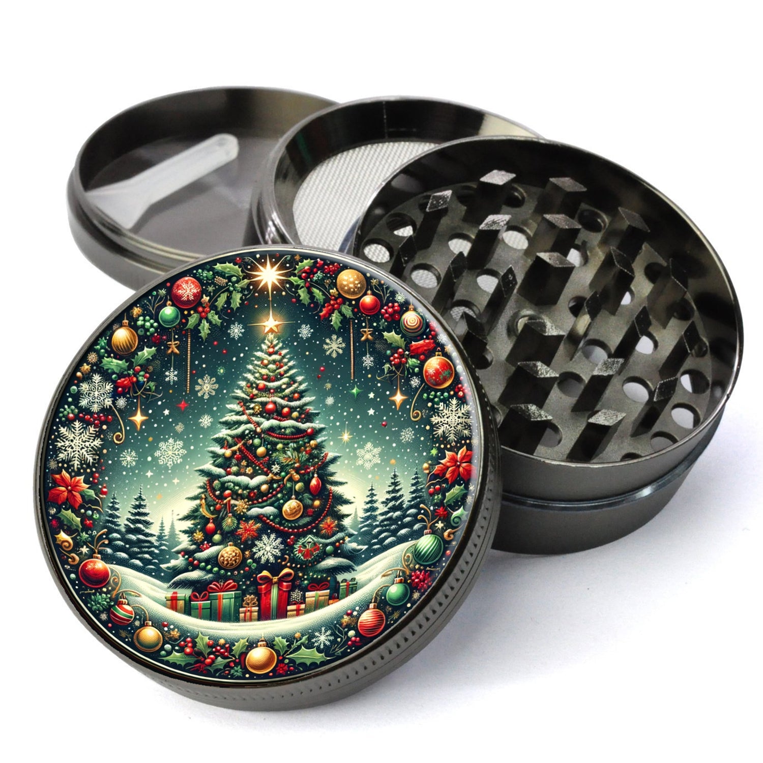 Christmas Tree Grinder, Holiday Grinder, Best Gifts, Winter Wonderland Grinder, Herb Grinder With Catcher, Xmas Grinder,...