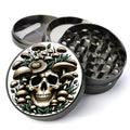 Skull with Mushroom, Earthy Color Pallette, Extra Large 5 Piece Spice Herb Grinder