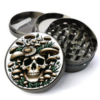 Skull with Mushroom, Earthy Color Pallette, Extra Large 5 Piece Spice Herb Grinder