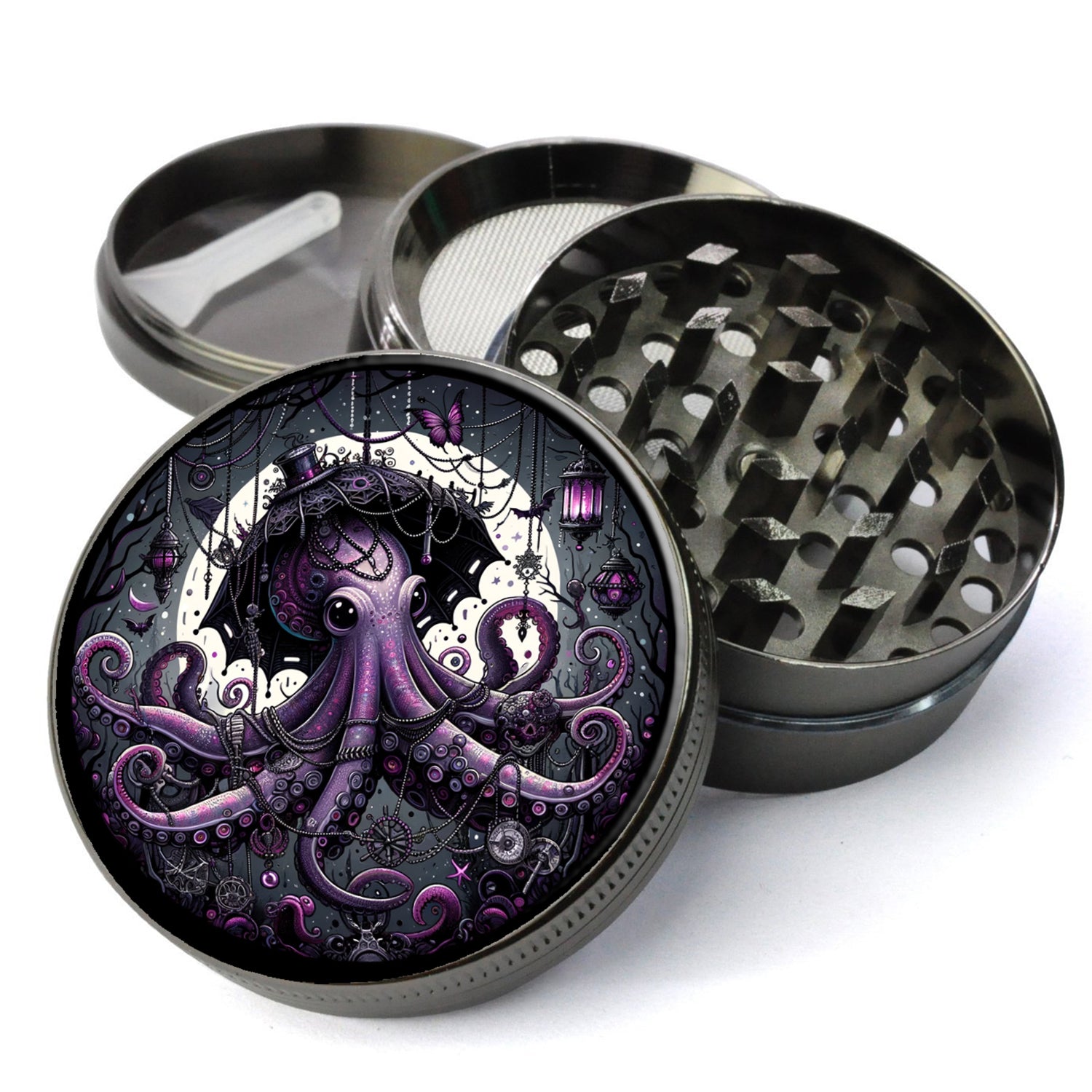 Octopus Grinder, Whimsigoth Grinder, Kraken Grinder, Herb Grinder With Catcher, Extra Large 5 Piece Grinder, Spice...