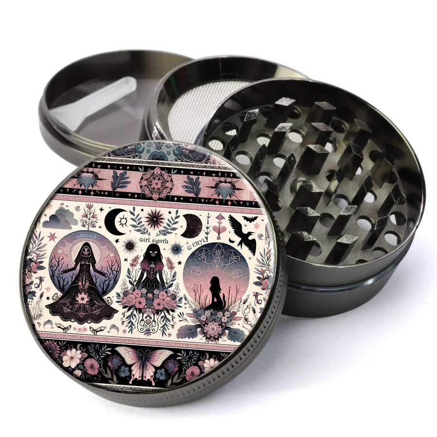 Whimsigoth Dark and Mystical Grinder, Pastel Shades, Extra Large 5 Piece Herb Grinder, Gift for Her Herb Grinde