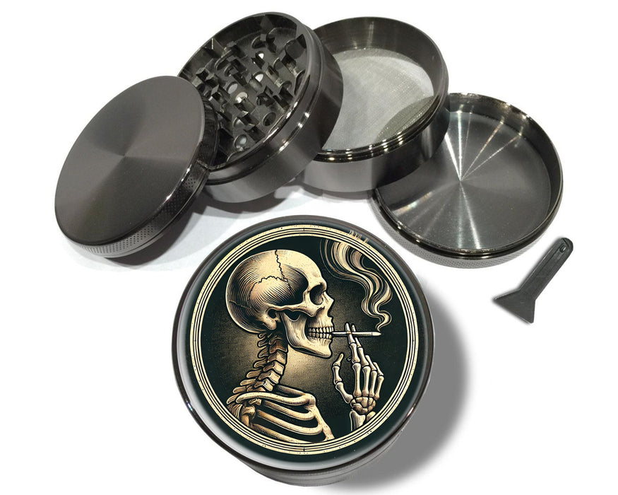Smoking Skeleton Grinder, Skeleton Herb Grinder, Skeleton Grinder with Catcher, Custom Smoking Skeleton, Extra Large Herb Grinder