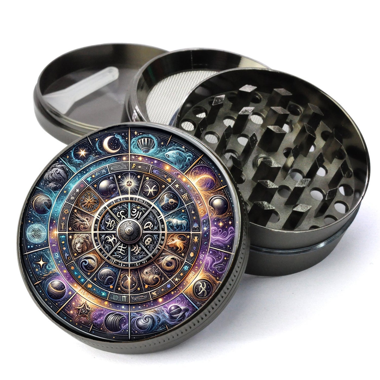 Zodiac Signs Grinder, Zodiac Sign Gift, Astrological Grinder, Astrology Gift, Extra Large 5 Piece Grinder, Spice Crusher,...
