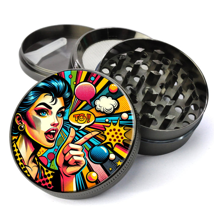 Bold Pop Art Style, Vibrant and Dynamic Artwork, Extra Large 5 Piece Spice Tobacco Herb Grinder