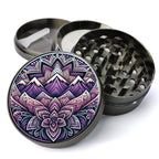 Majestic Purple Mountain Mandala, Serene and Mystical Nature Scene, Meditative, Extra Large 5 Piece Spice Herb Grinder