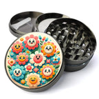 Retro Happy Flowers Grinder, Cute Grinder, Girly Grinder, Funny Herb Grinder, Extra Large 5 Piece Grinder, Gift For Her,...