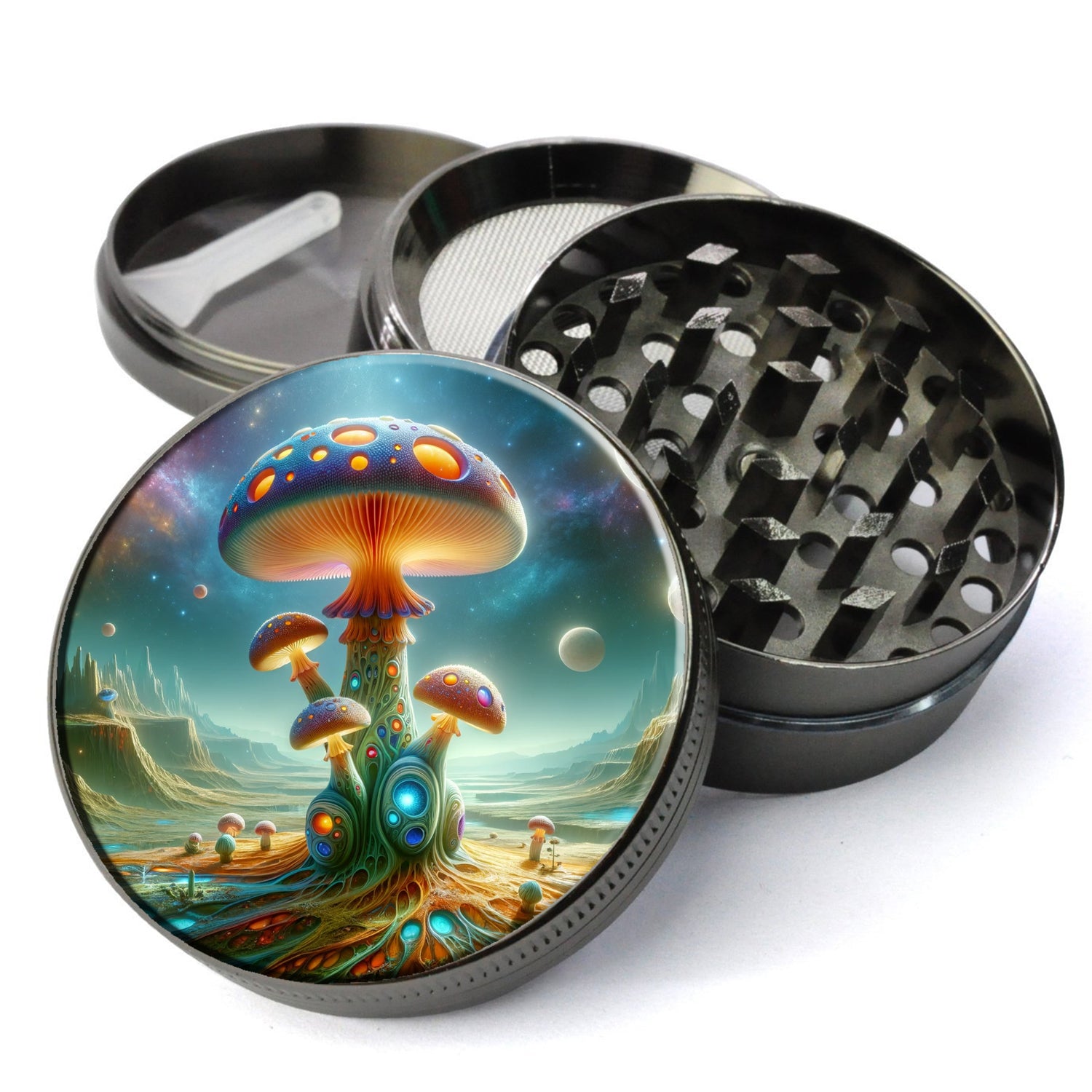 Alien Mushroom Grinder, Extraterrestrial, Psychedelic Lunar Grinder, Extra Large 5 Piece Herb Grinder, Out Of This World Herb Grinder
