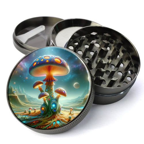 Alien Mushroom Grinder, Extraterrestrial, Psychedelic Lunar Grinder, Extra Large 5 Piece Herb Grinder, Out Of This World...