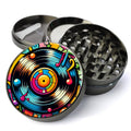 Pop-Art Style Vinyl Record Album with Musical Notes and Symbols, Bright Bold Colors, Extra Large 5 Piece Herb Grinder,...