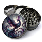 Herb And Spice Grinder of a Phoenix, Whimsigoth Image, Firebird in Ashes, Extra Large 5 Piece Spice Herb Grinder