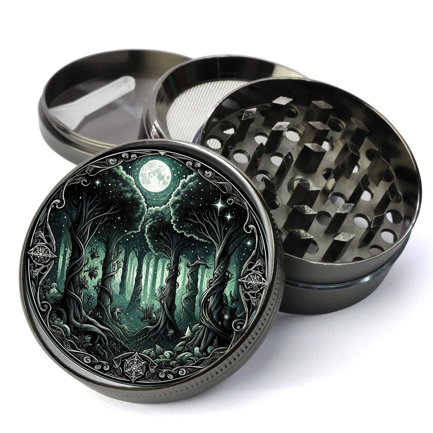 Enchanting Forest Grinder, Whimsigoth Grinder With Catcher, Extra Large 5 Piece Grinder, Burr Grinder, Spice Herb...