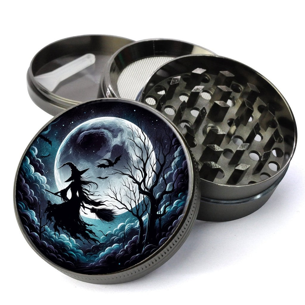 Witchy Moon, Gothic and Mysterious, Dark and Moody, Glowing Full Moon, Extra Large 5 Piece Spice Herb Grinder