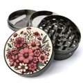 Retro Flower Grinder, Floral Herb Grinders, Pink Flowers Grinder , Extra Large 5 Piece Spice Herb Grinder