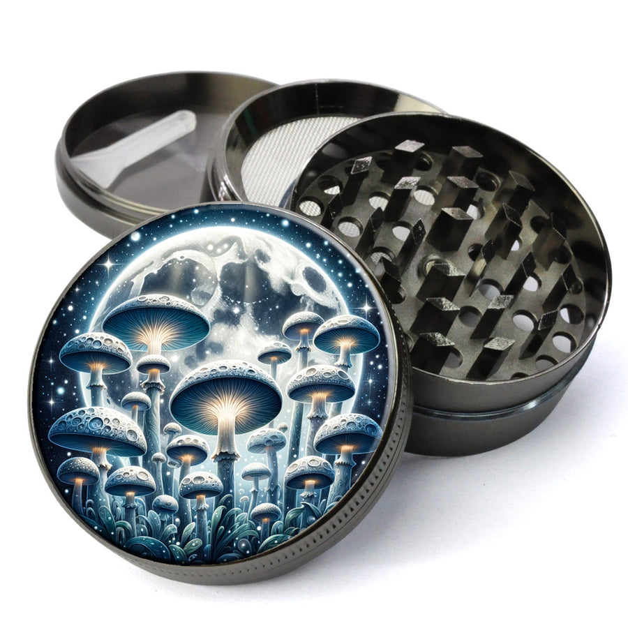 Magic Mushrooms Grinder, Fungi Grinder, Psychedelic Lunar Grinder, Extra Large 5 Piece Herb Grinder, Spice Crusher, Cute...
