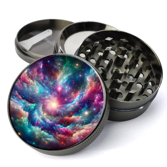 Otherworldly Galaxy, depicting a fantastical and vibrant cosmos, Extra Large 5 Piece Herb Grinder, Gift Herb Grinder