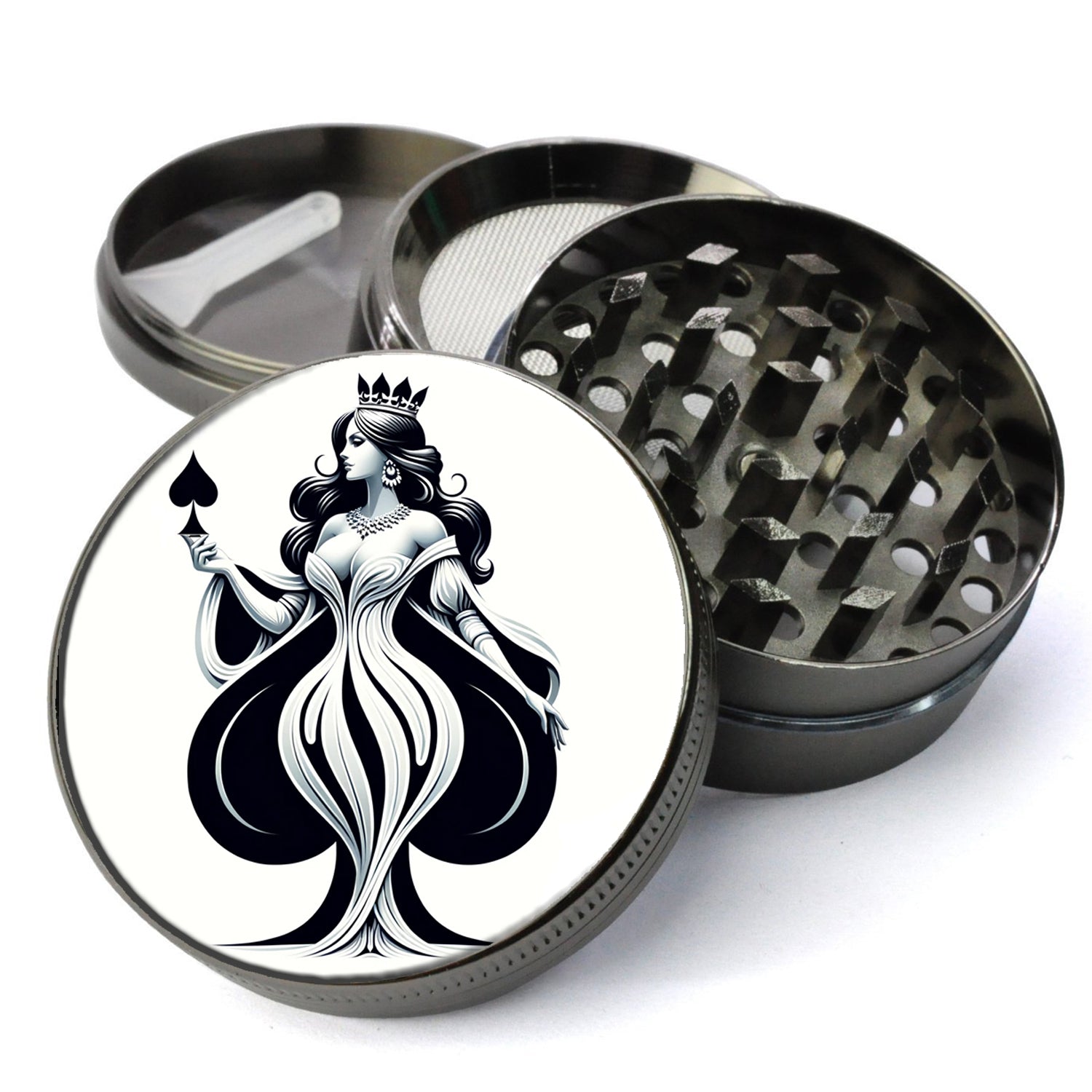 Queen Of Spades Herb Grinder, Gift For Pawg, QOS Grinder, Extra Large 5 Piece Grinder, Herb Grinder With Catcher