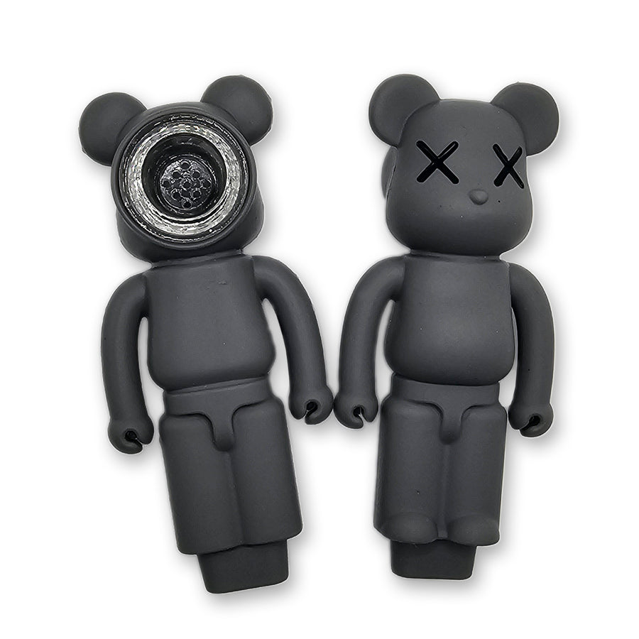 Urban Graffiti Bear Silicone Novelty Tube - X-Eyes Design, 4.5" Collectible with Glass Insert