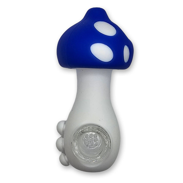 Colorful Mushroom Silicone Pipe – 4.5" with Glass Bowl & Ergonomic Grip