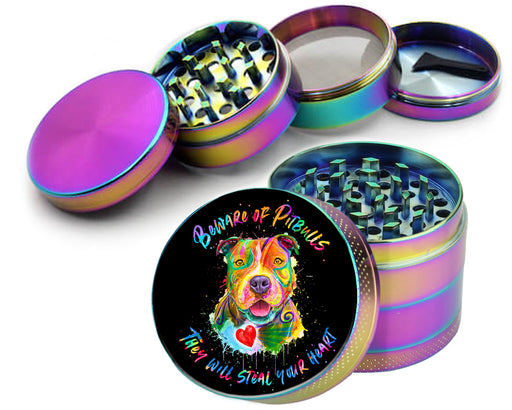 Beware Of Pitbulls They Will Steal Your Heart Spice Grinder Rainbow Grinder