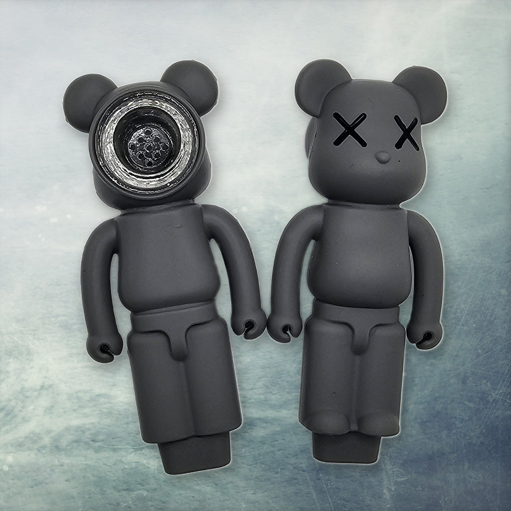 Urban Graffiti Bear Silicone Novelty Tube - X-Eyes Design, 4.5" Collectible with Glass Insert